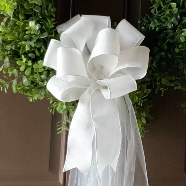 Wedding Decor, Wedding Wreath Bow, Bride’s Room Wreath Bow, Wedding Reception Decor, First Communion Wreath Bow, Wedding Pew Bows