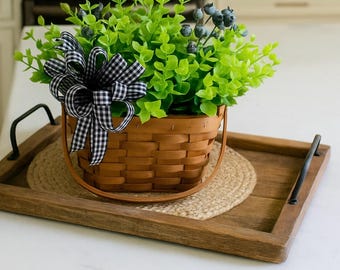 Blueberry Greenery Basket Arrangement,Fall Tray Arrangement, Fall Decor, Mini Greenery Basket, Farmhouse Kitchen Floral,Blueberry Decor