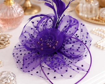 Purple Fascinator Hat, Purple Derby Headpiece, Kentucky Derby Hat, Mother’s Day Tea Party Fascinator, Wedding Guest Headband, Race Day Hat