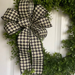 Harlequin Neutral Wreath Bow, Harlequin Everyday Bow, Modern Farmhouse Decor, Summer Wreath Bow, Everyday Wreath Bow, Harlequin Lantern Bow