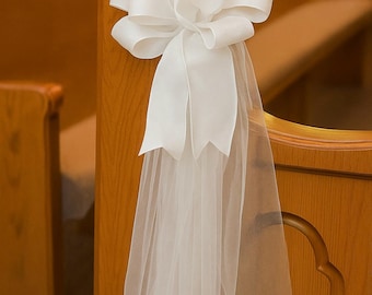 Wedding Decor, Wedding Wreath Bow, Bride’s Room Wreath Bow, Wedding Reception Decor, First Communion Wreath Bow, Wedding Pew Bows