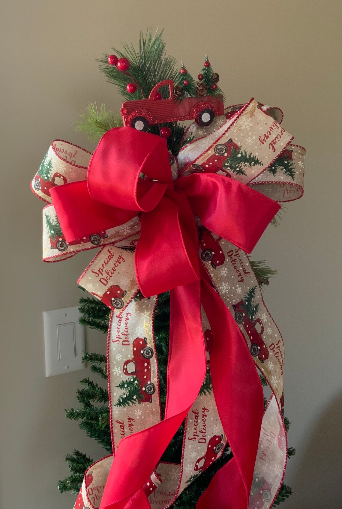 Christmas Tree Topper Bow Christmas Tree Topper Red Truck Etsy