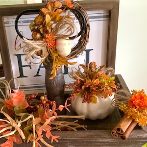 Rustic Fall Tiered Tray Set, Farmhouse Fall Tray Bundle, Fall Tiered Tray Decor, Autumn Tray Decor, Halloween Tray Set, Fall Decor for Shelf