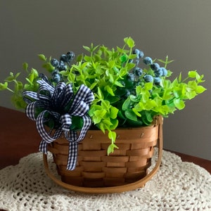 Tiered Tray Blueberry Greenery Arrangement, Summer Blueberry Greenery Basket, Everyday Tiered Tray Floral Basket,Tiered Tray Greenery Basket