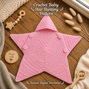 Crochet Baby Star Bunting Pattern | Newborn Sleep Sack & Cozy Star Shaped Blanket Tutorial | DIY Baby Shower Gift (Digital PDF Download)