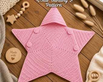Crochet Baby Star Bunting Pattern | Newborn Sleep Sack & Cozy Star Shaped Blanket Tutorial | DIY Baby Shower Gift (Digital PDF Download)