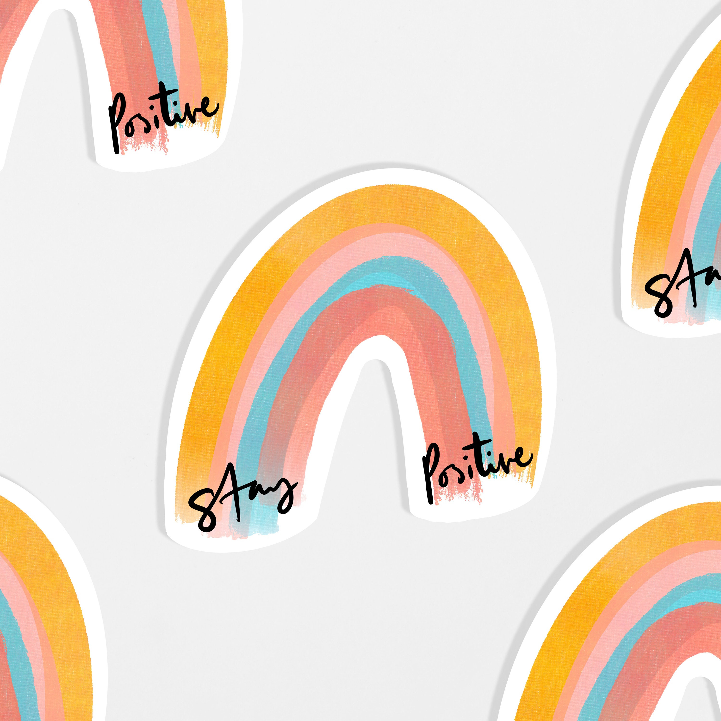 LARGE Stay Positive Quote Rainbow Vinyl Sticker Daily Etsy