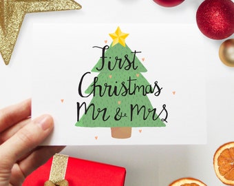 MR & MR Love Birds Special Couple Newly Wed Christmas Card 1st Married Xmas 