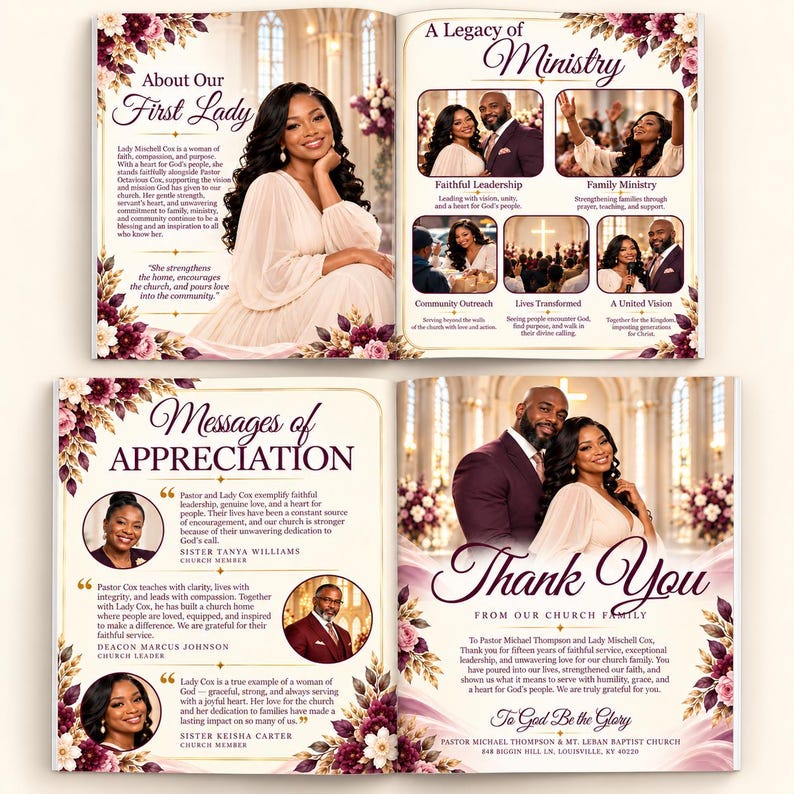 Appreciation Report Example Pastor Appreciation Booklet Template, 8 Page Pastoral Anniversary ...