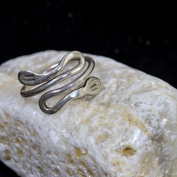 Sterling silver double headed snake ring