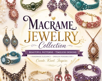 60+ Macrame Jewelry Pattern Bundle , Braided Necklace Knotted Bracelet Earring, Scandinavian Cotton Cord Boho