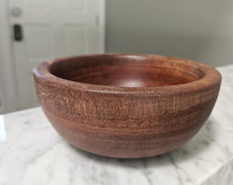 Hand-Turned African Mahogany Bowl, Food-Safe Finish, Decorative Catchall