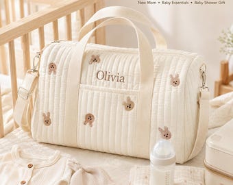 Borsa da ospedale personalizzata per neomamma, borsa in cotone ricamata per neonati, regalo per baby shower.