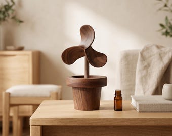 Handmade Wooden Essential Oil Diffuser, Windmill Aromatherapy Diffuser, Walnut Wood Passive Diffuser, Home Office Decor, Unique Gift