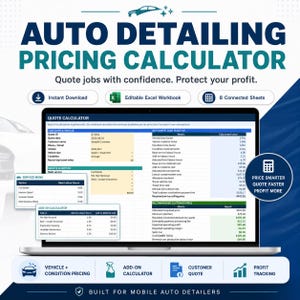 Mobile Detailing Pricing Calculator | Auto Detail Quote & Profit Spreadsheet