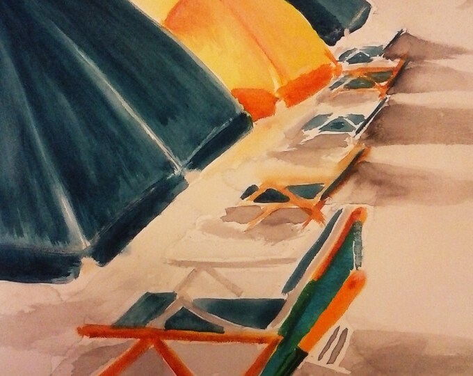 Watercolor Beach Chairs Myrtle Beach Summer Vacation Beach Etsy