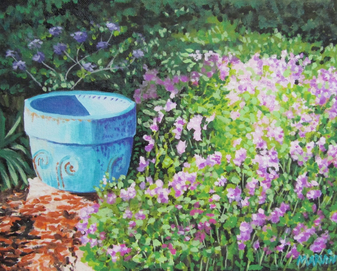 Original Acrylic painting In The Garden Etsy