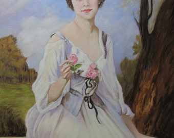 Oil Portrait Kathryn series III reproduction of antique painting 18 X 24 inches
