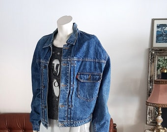 Vintage blauwe Levis jeansjack met één zak heren S dames M