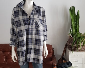 90s vintage oversized grunge flannel shirt mens M L womens L XL