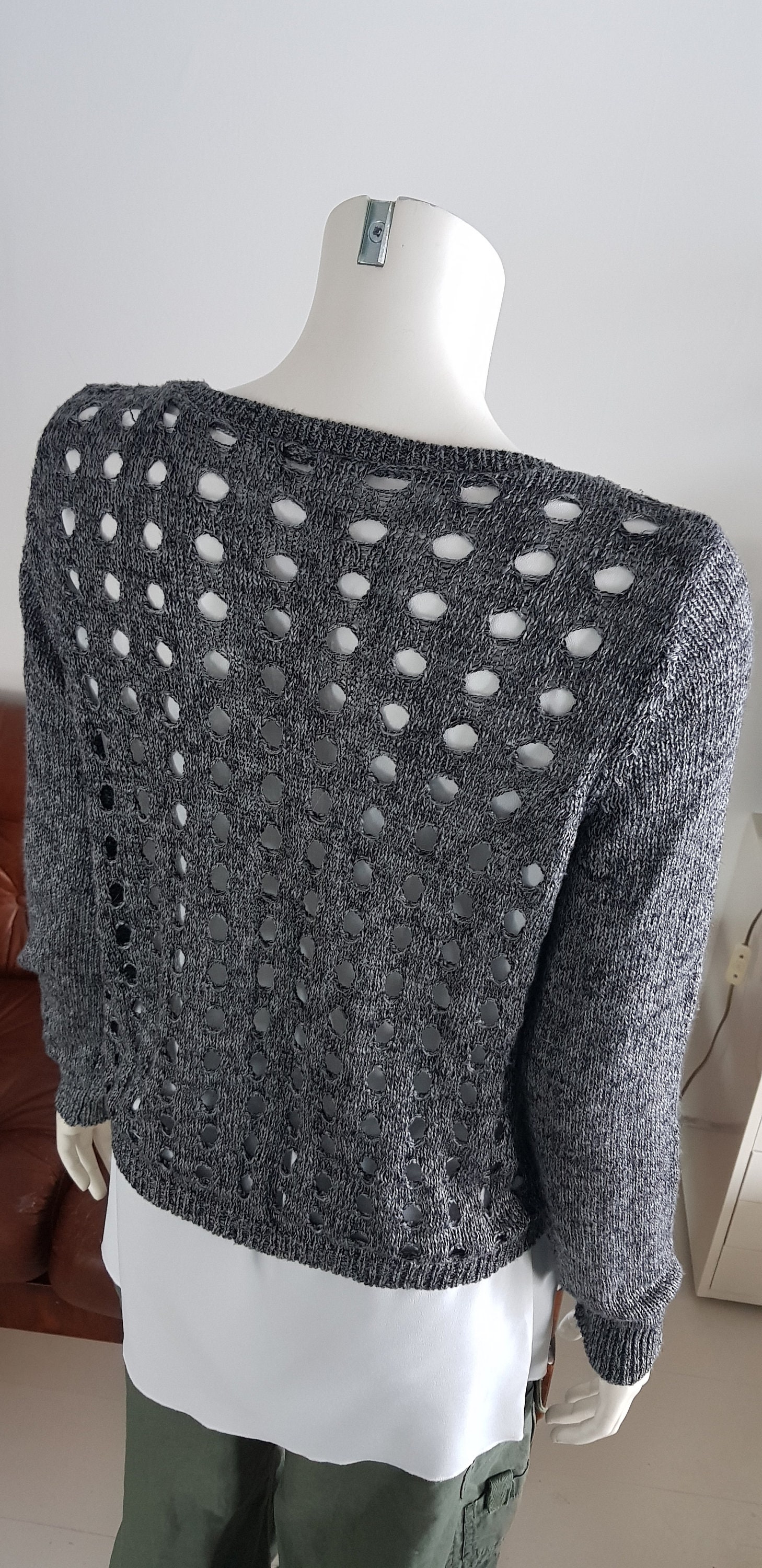 Y2k Trashy Open Knit Layered Net Jumper Womens XS-S - Etsy
