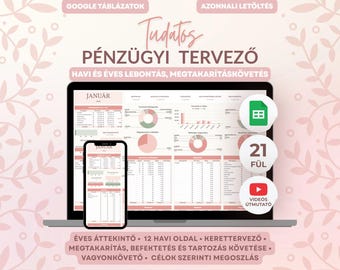 Tudatos Pénzügyi Tervező 2026 Sage Pastel Pink Pénzügyi Tervező Magyar Google Sheets Költségvetés Követő Táblázat Spreadsheet Budget Tracker