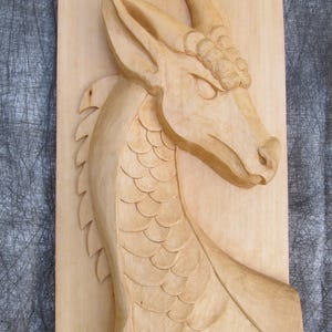 SALE Dragon Carving Dragon Sculpture Hand Carved Fantasy FREE SHIPPING Mythical Creature Wall Art Decor Dragon Lover's Gift Wood Sculpture image 2