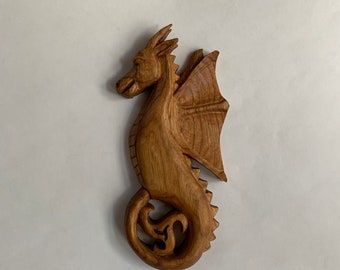 Celtic Dragon Hand Carved Wood Dragon Wall Dragon Wall Plaque Wall Hanging Wood Carved Dragon For Dragon Lover Dungeons and Dragons Birthday