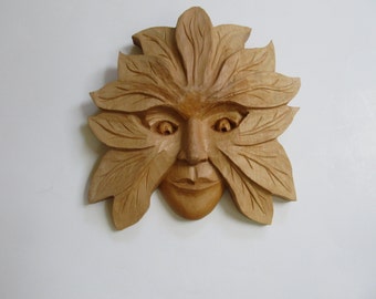 SALE Green Woman, Wood Sculpture, Hand Carved