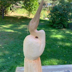 JUST REDUCED! Great Blue Heron, Carved Heron, Carved Blue Heron, Bird Carving, Heron Carving,  Bird Lover&#39;s Gift, Stylized Blue Heron