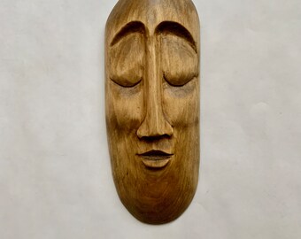 Meditation Wall Plaque, Female Carved Face, Yoga Wall Plaque