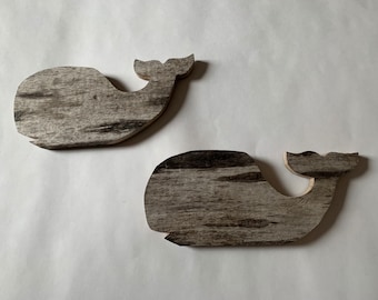 Driftwood Whales, Wood Whales, Recycled Wall Decor, Maine Driftwood