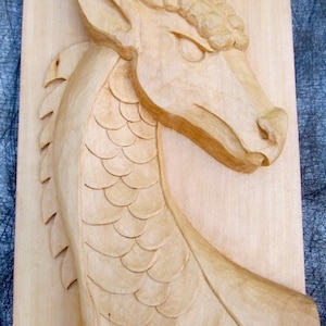 SALE Dragon Carving Dragon Sculpture Hand Carved Fantasy FREE SHIPPING Mythical Creature Wall Art Decor Dragon Lover's Gift Wood Sculpture image 1