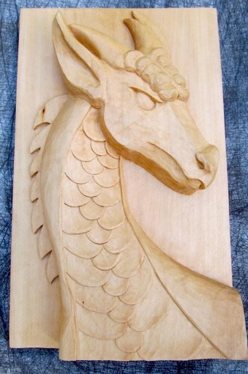 SALE Dragon Carving Dragon Sculpture Hand Carved Fantasy FREE SHIPPING Mythical Creature Wall Art Decor Dragon Lover's Gift Wood Sculpture image 1