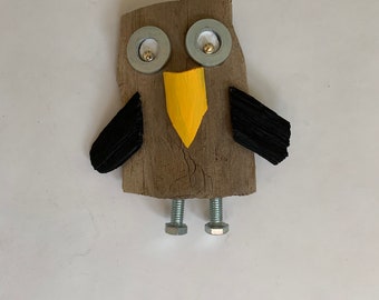 Owl, Driftwood Owl, Driftwood Character, Wood Owl, Cartoon Owl, Owl Hanging, Recycled, Reclaimed Wood
