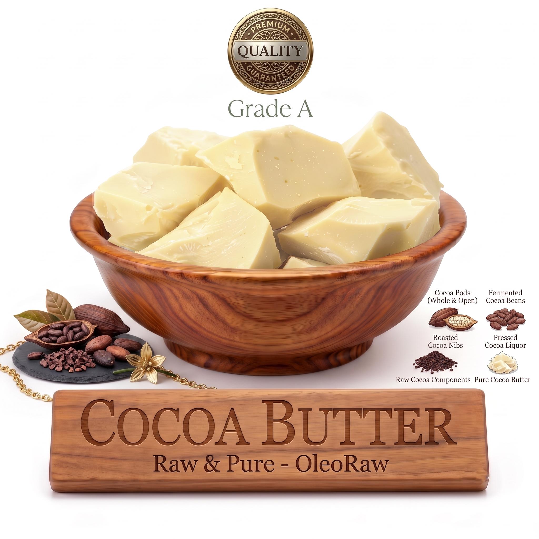 Raw Organic Cocoa Butter Bulk, Unrefined Cacao Butter for DIY Skincare