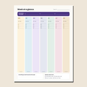 Weekly Overview Planner | Undated Focus Friendly PDF (Digital Download)