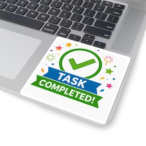 Task Completed Sticker, Achievement Celebration, Glossy Vinyl Planner Decal