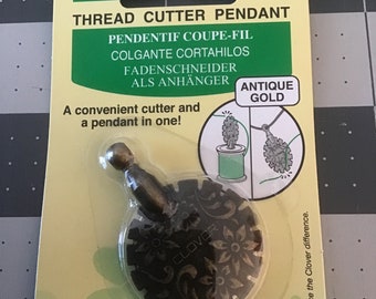 Clover Thread Cutter Pendant Antique Gold New in Package