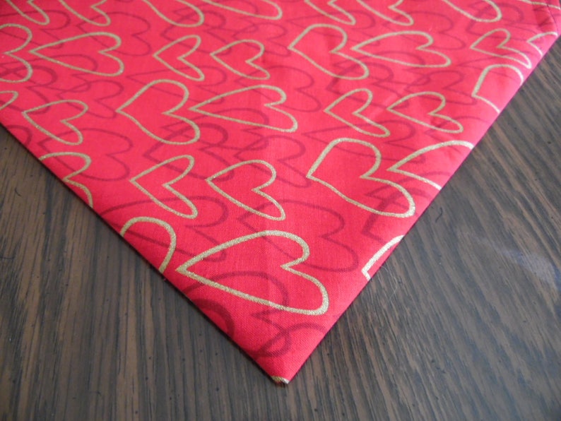 Valentines Day Table Runner Valentines Day Hearts Red and Gold Valentine Hearts Table Decor image 3