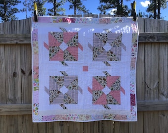 Quilt Baby Girl Quilt - Baby Blanket - Crib Blanket, Stroller Blanket - Baby Quilt - Lap Quilt - Tummy Time Quilt - Baby Shower Present