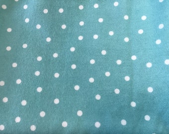 Mint/Aqua with Polka Dots 100% cotton flannel fabric Wilmington Prints Essential Flannel
