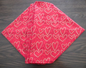 Valentines Day Table Runner - Valentines Day Hearts - Red and Gold Valentine Hearts Table Decor