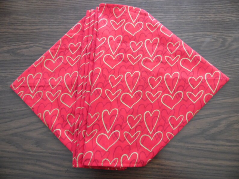 Valentines Day Table Runner Valentines Day Hearts Red and Gold Valentine Hearts Table Decor image 1