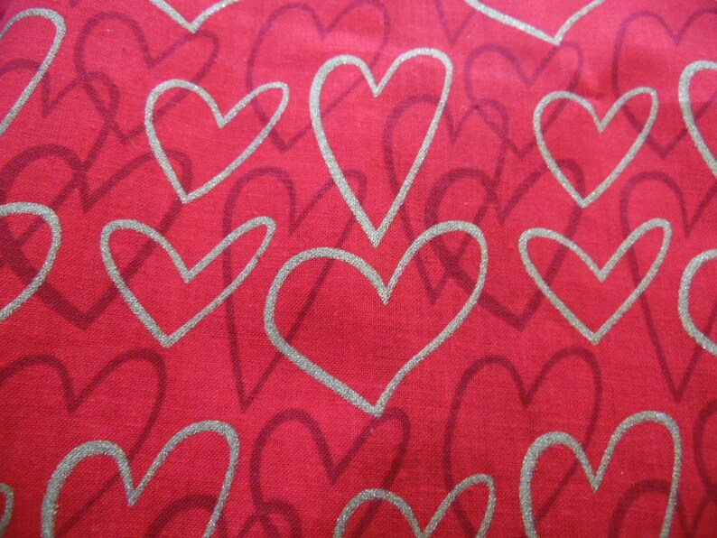 Valentines Day Table Runner Valentines Day Hearts Red and Gold Valentine Hearts Table Decor image 2