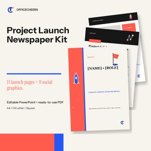 Kit de periódico para el lanzamiento del proyecto / 21 plantillas editables de PowerPoint