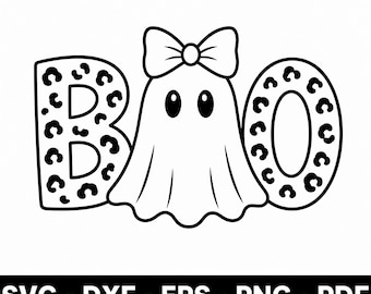 Cute Ghost SVG, Halloween Ghost SVG, Ghost With Bow SVG, Girly Halloween Cut File, Spooky Svg, Cricut Svg, Halloween Shirt Design