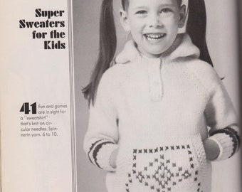 Kids Hoodie Sweater - Vintage Knitting Pattern - 1970s original Hooded "Sweatshirt" Pullover (73B41)