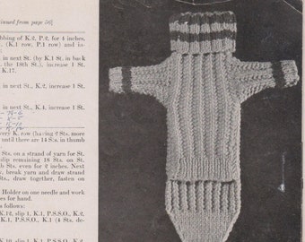 Knitted Dog Sweater - Vintage Knitting Pattern - 1940's Original dog sweater with turtleneck and stripe detail (40sA57)