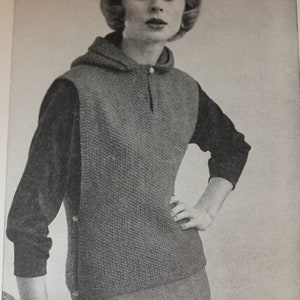 Women's Poncho with Hood - Vintage Knitting Pattern - 1960's Retro Mod Vest with Button Sides - Spring/Summer Knit (62A26)